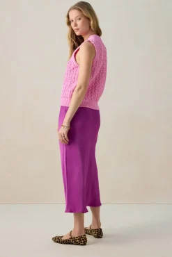 Roze gebreide spencer