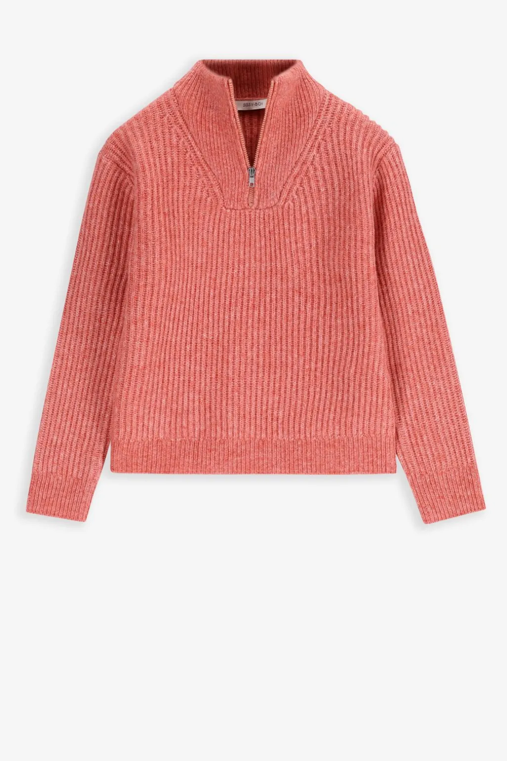 Roze gebreide trui met rits