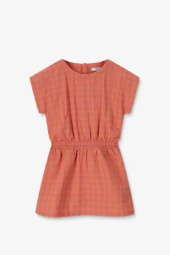Roze geruite jurk