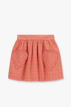 Roze geruite rok