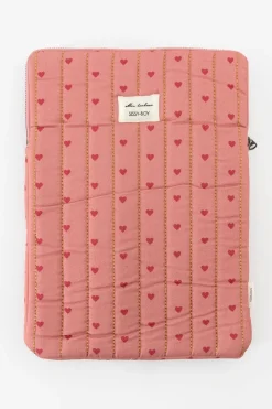 Roze laptophoes met hartjesprint