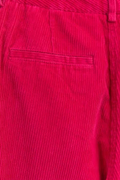 Roze mid waist wide leg corduroy broek