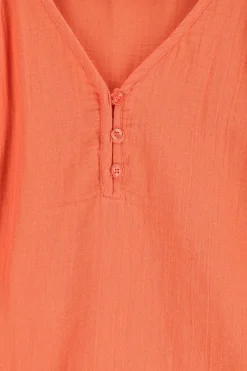 Roze mousseline blouse met V-hals
