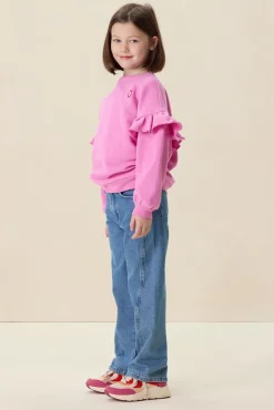 Roze oversized sweater met ruffles
