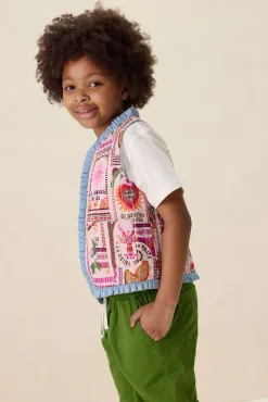 Roze reversible padded gilet