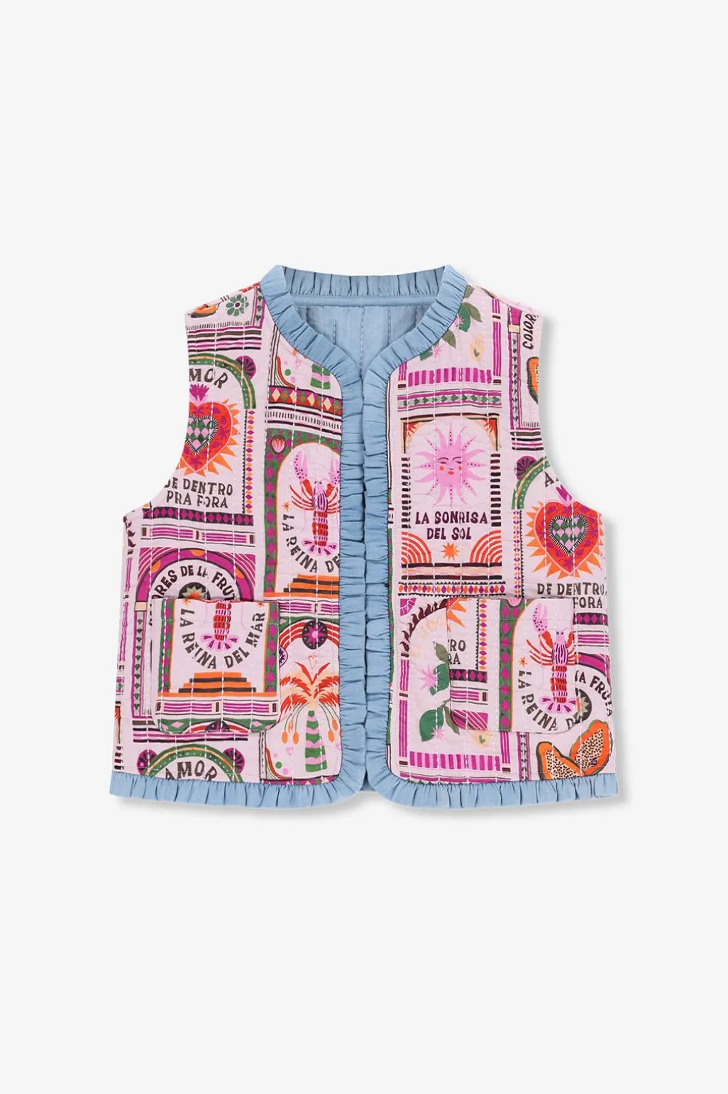 Roze reversible padded gilet