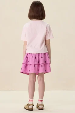 Roze ruffle rok met palmboom print