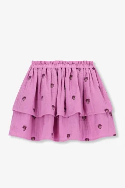 Roze ruffle rok met palmboom print