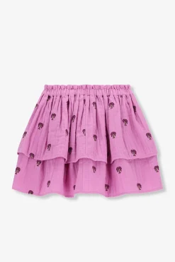 Roze ruffle rok met palmboom print