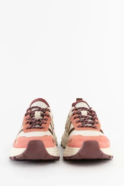 Roze sneakers met bordeaux rode details