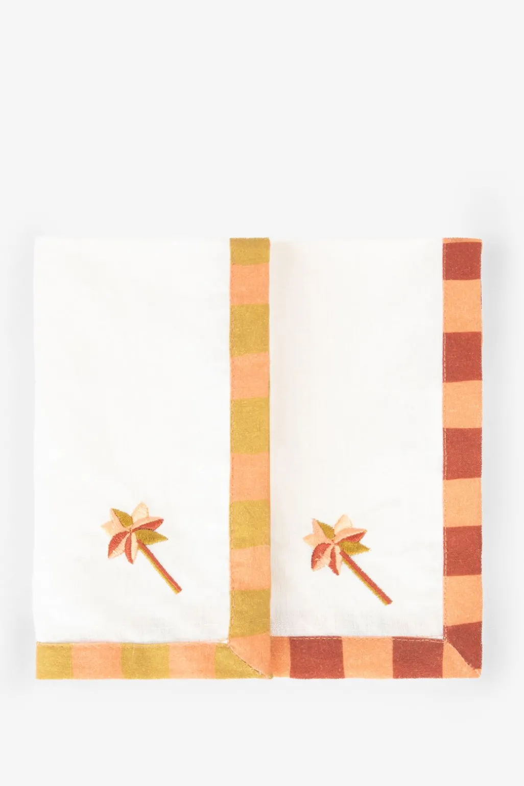 Set van 2 beige servetten met palmboom