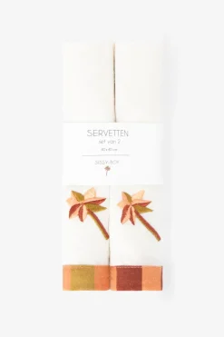 Set van 2 beige servetten met palmboom