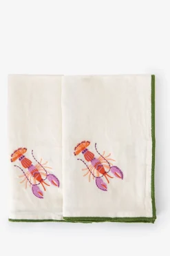 Set van 2 multicolour servetten met kreeft