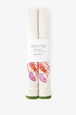 Set van 2 multicolour servetten met kreeft