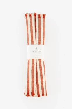 Set van 2 oranje gestreepte placemats