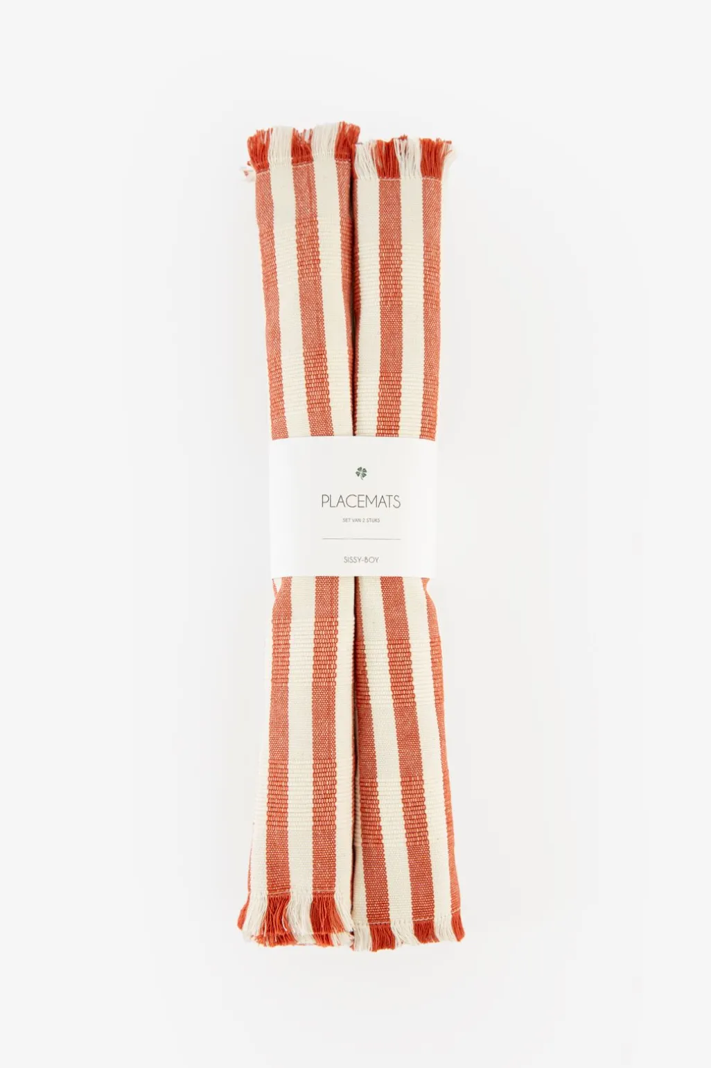 Set van 2 oranje gestreepte placemats