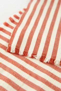 Set van 2 oranje gestreepte placemats