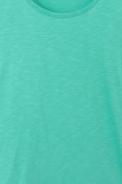 Turquoise T-shirt met schouderdetails