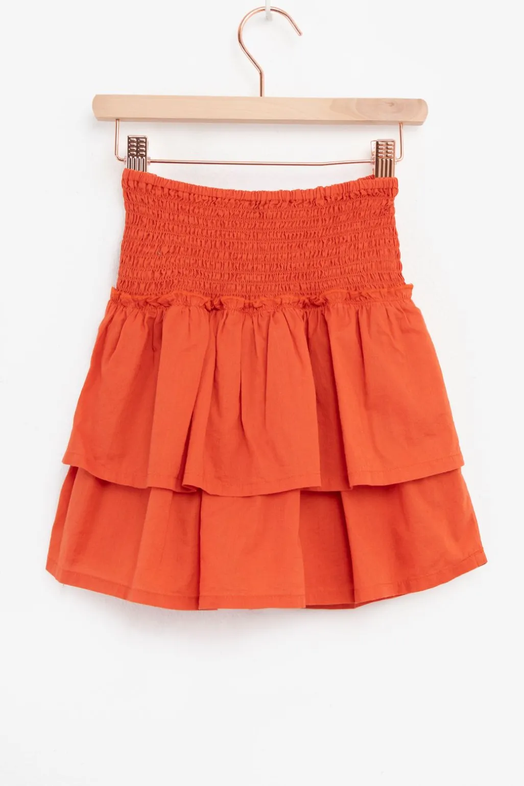 Warm oranje rok met smock details