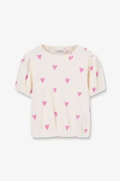 Wit badstof T-shirt met hartjes