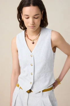 Wit gestreept gilet