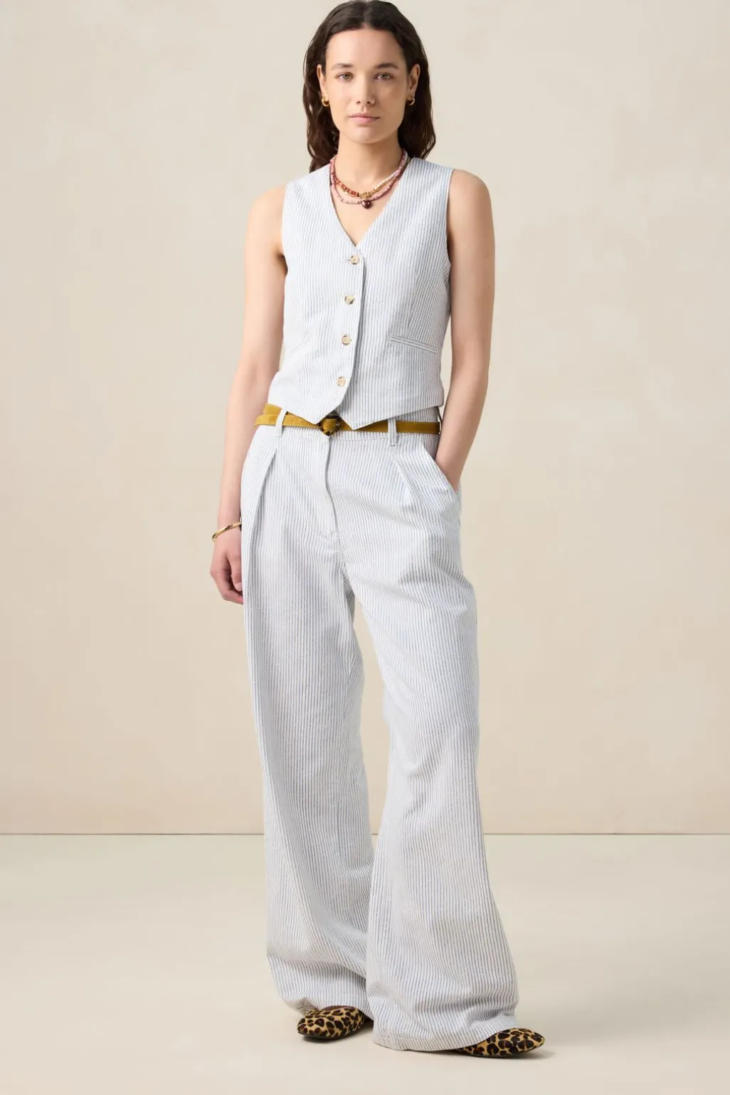 Wit gestreept gilet