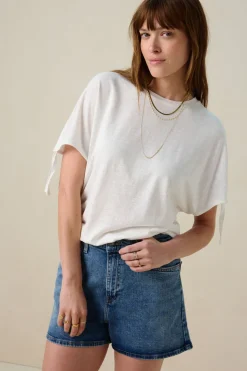 Wit linnenmix T-shirt