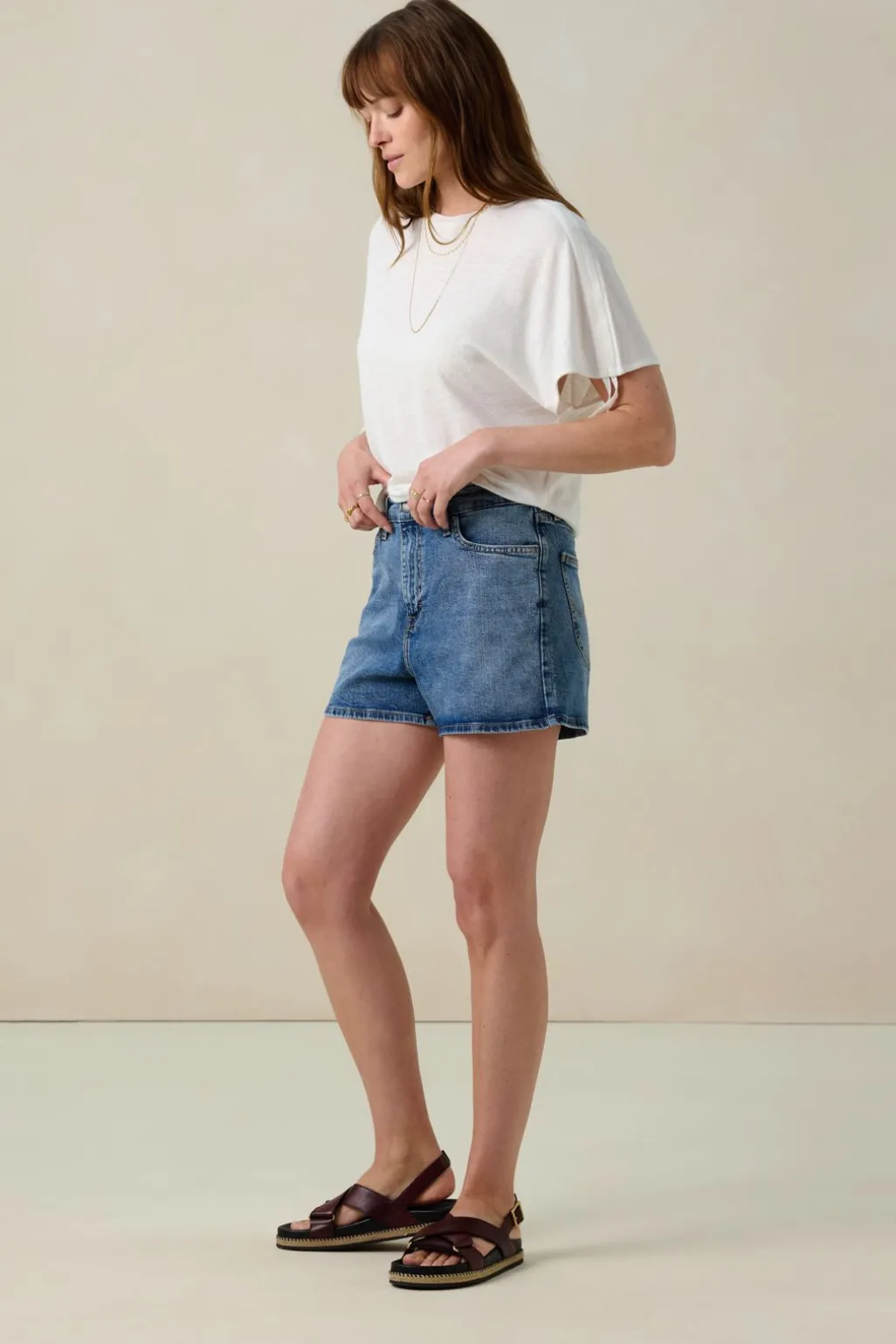 Wit linnenmix T-shirt