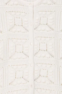 Wit mouwloos crochet vest