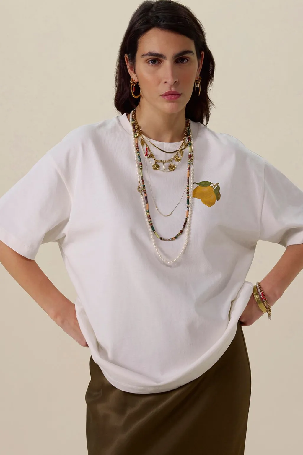 Wit oversized T-shirt met artwork