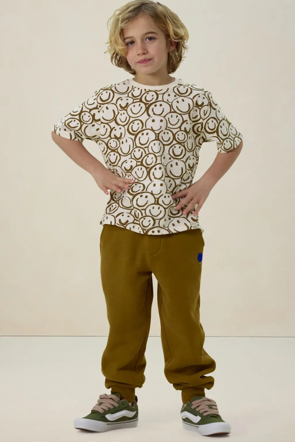 Wit oversized t-shirt met smiley print