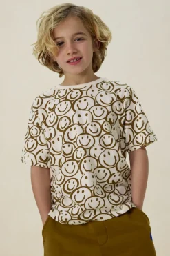 Wit oversized t-shirt met smiley print