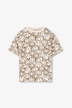 Wit oversized t-shirt met smiley print