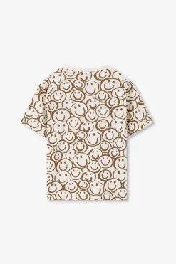 Wit oversized t-shirt met smiley print