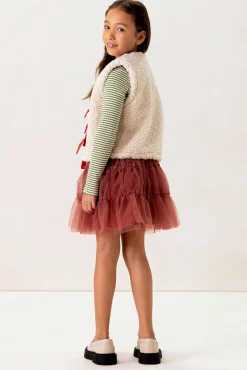 Wit teddy gilet met embroidery