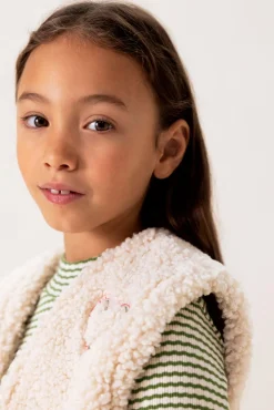 Wit teddy gilet met embroidery
