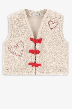 Wit teddy gilet met embroidery