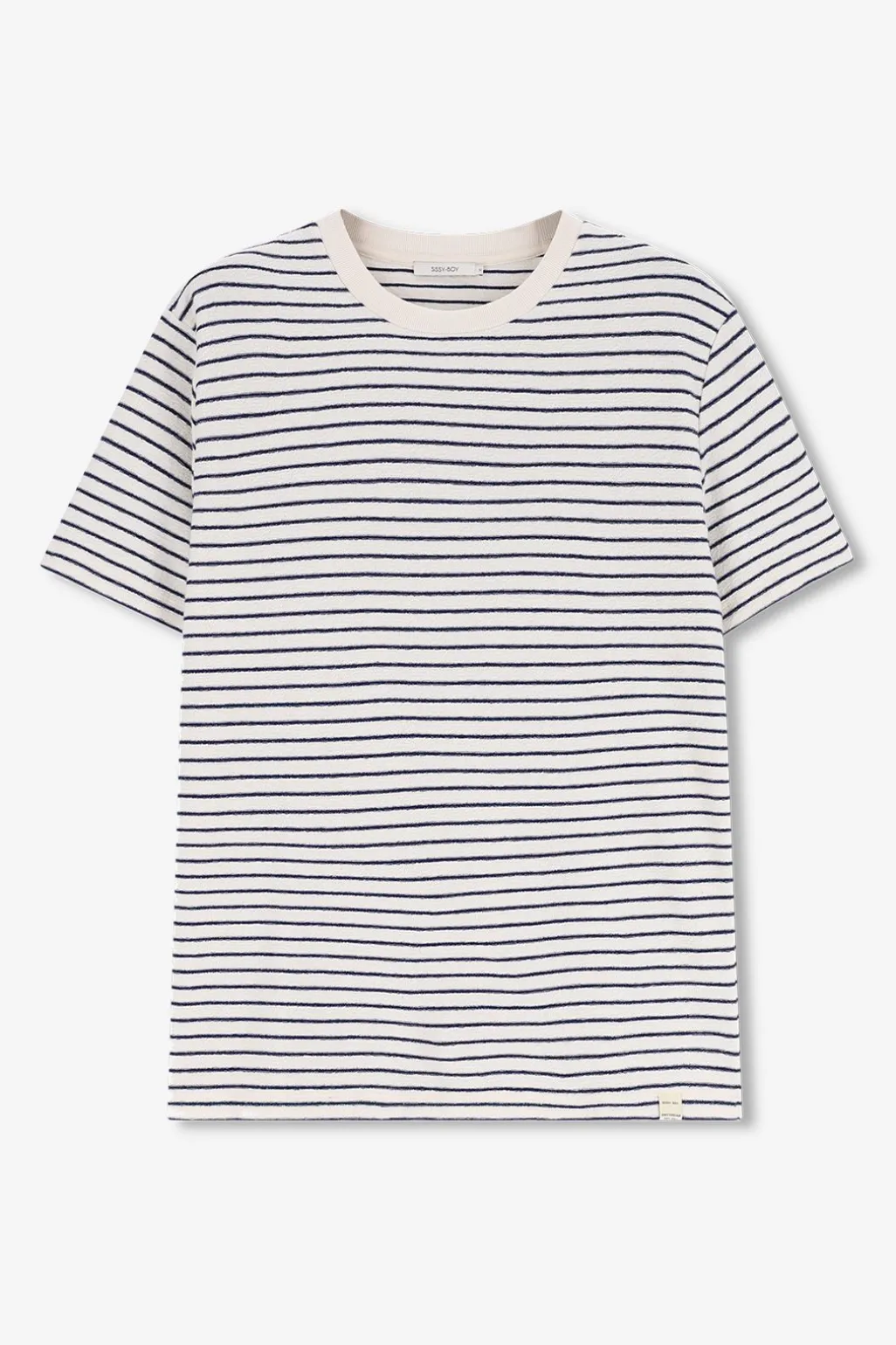 Wit T-shirt met donkerblauwe strepen