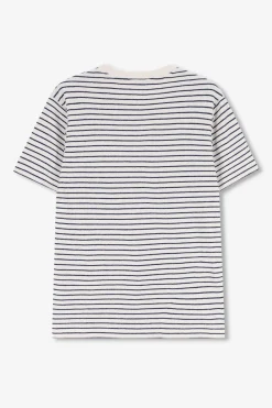 Wit T-shirt met donkerblauwe strepen