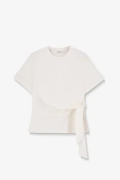 Wit T-shirt met knoopdetail