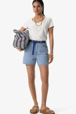 Wit T-shirt met korte pofmouwen