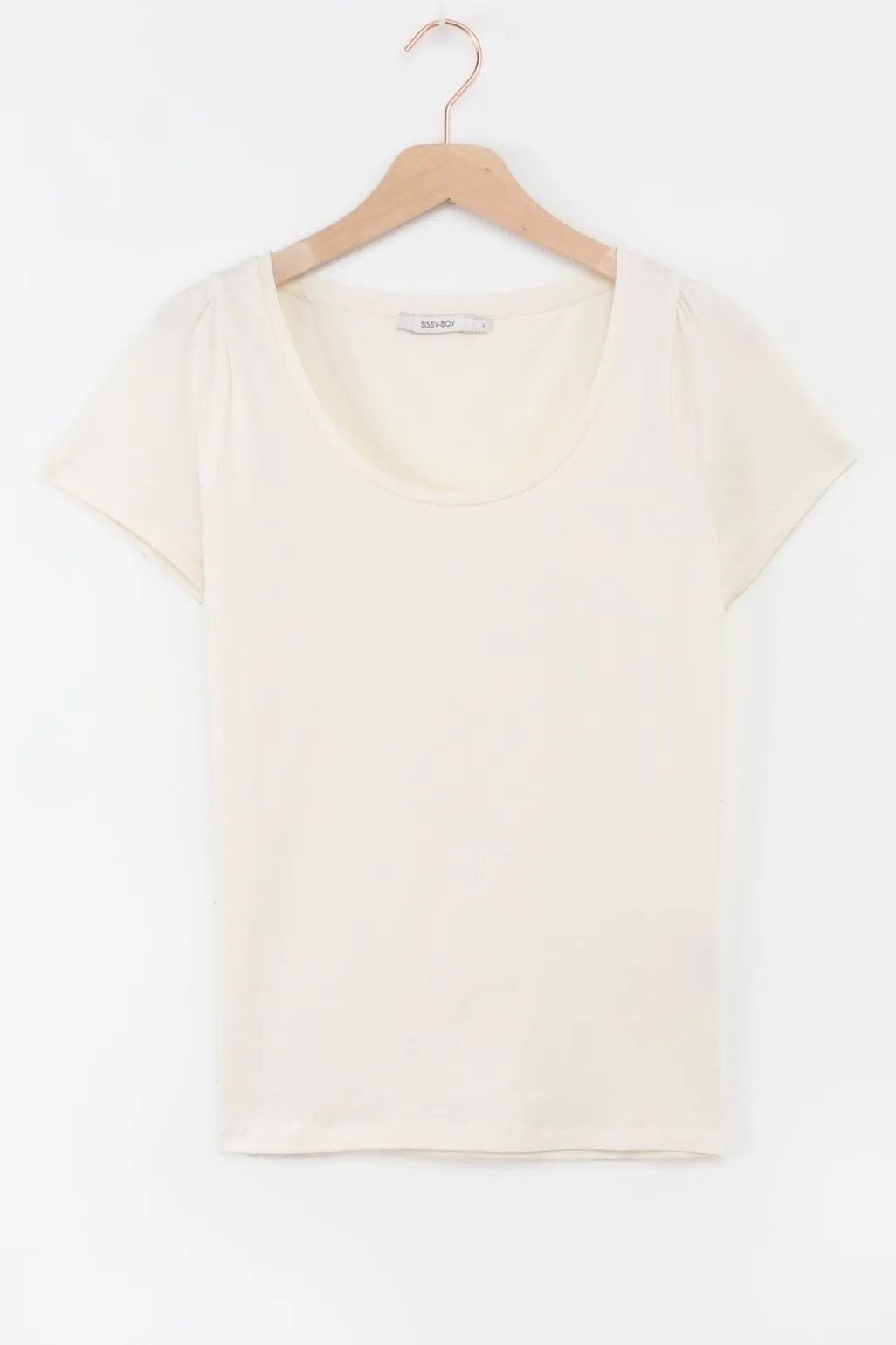 Wit T-shirt met korte pofmouwen