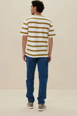 Wit t-shirt met multicolour strepen