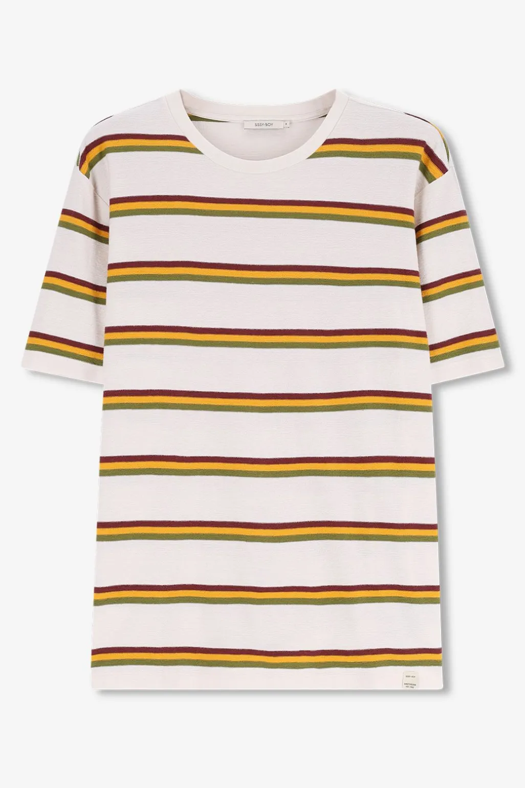 Wit t-shirt met multicolour strepen