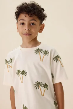Wit T-shirt met palmboom embroidery