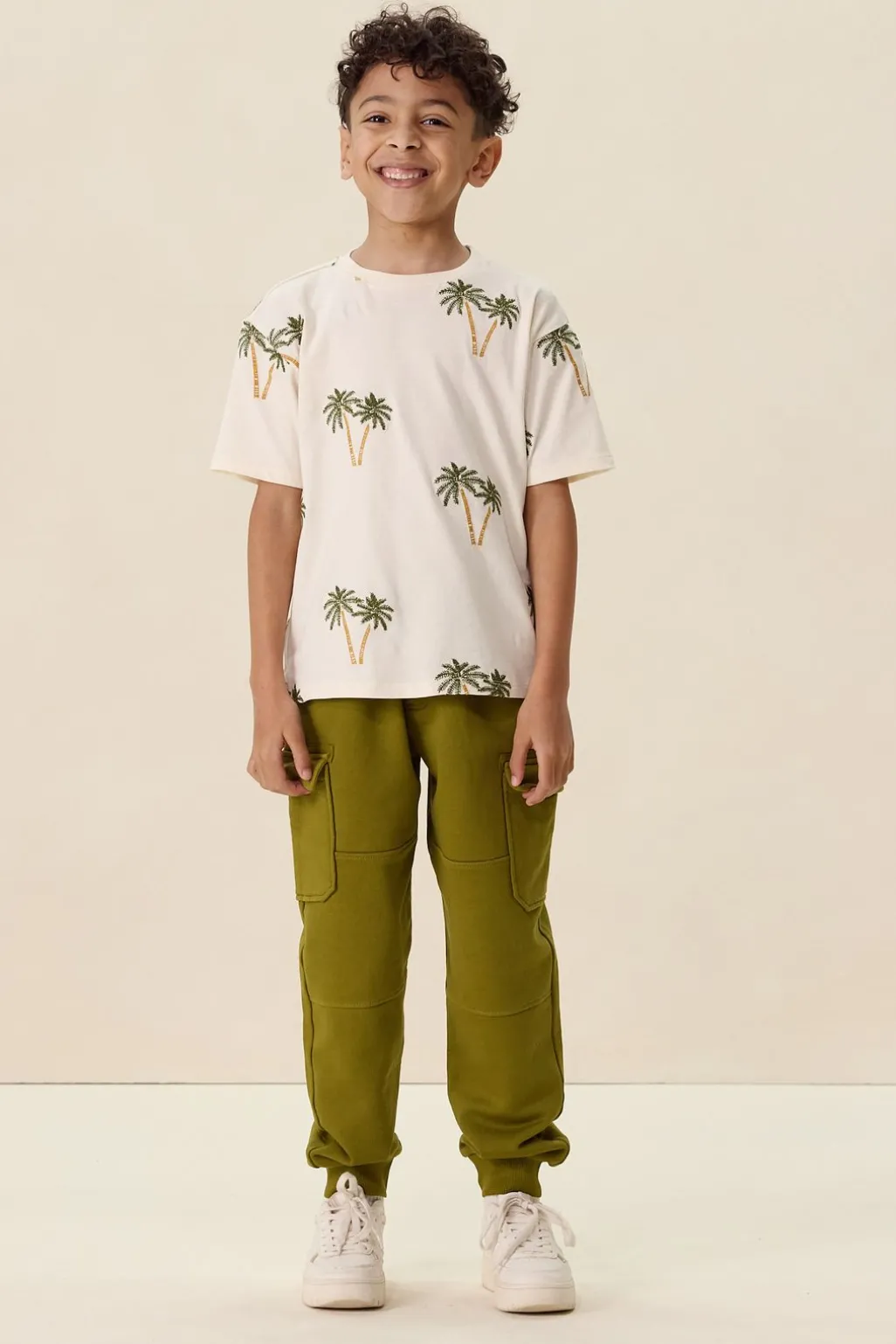 Wit T-shirt met palmboom embroidery