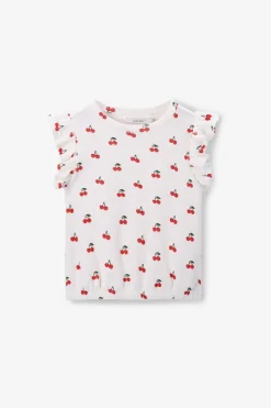 Wit T-shirt met ruffle mouwen