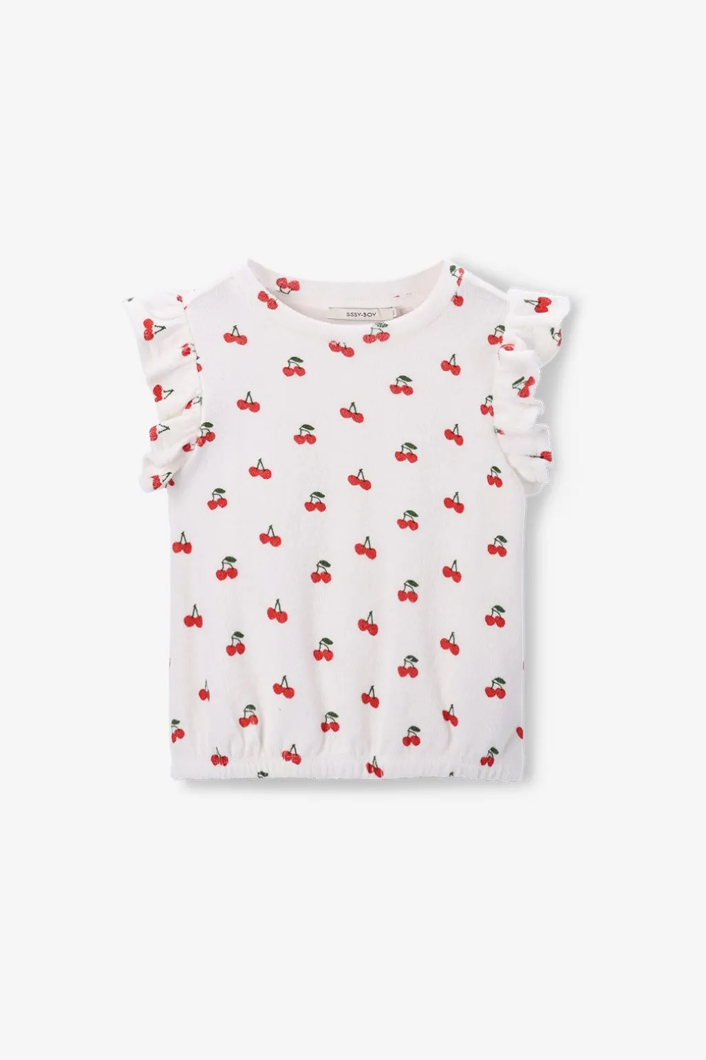 Wit T-shirt met ruffle mouwen