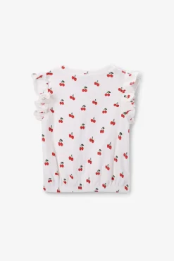 Wit T-shirt met ruffle mouwen