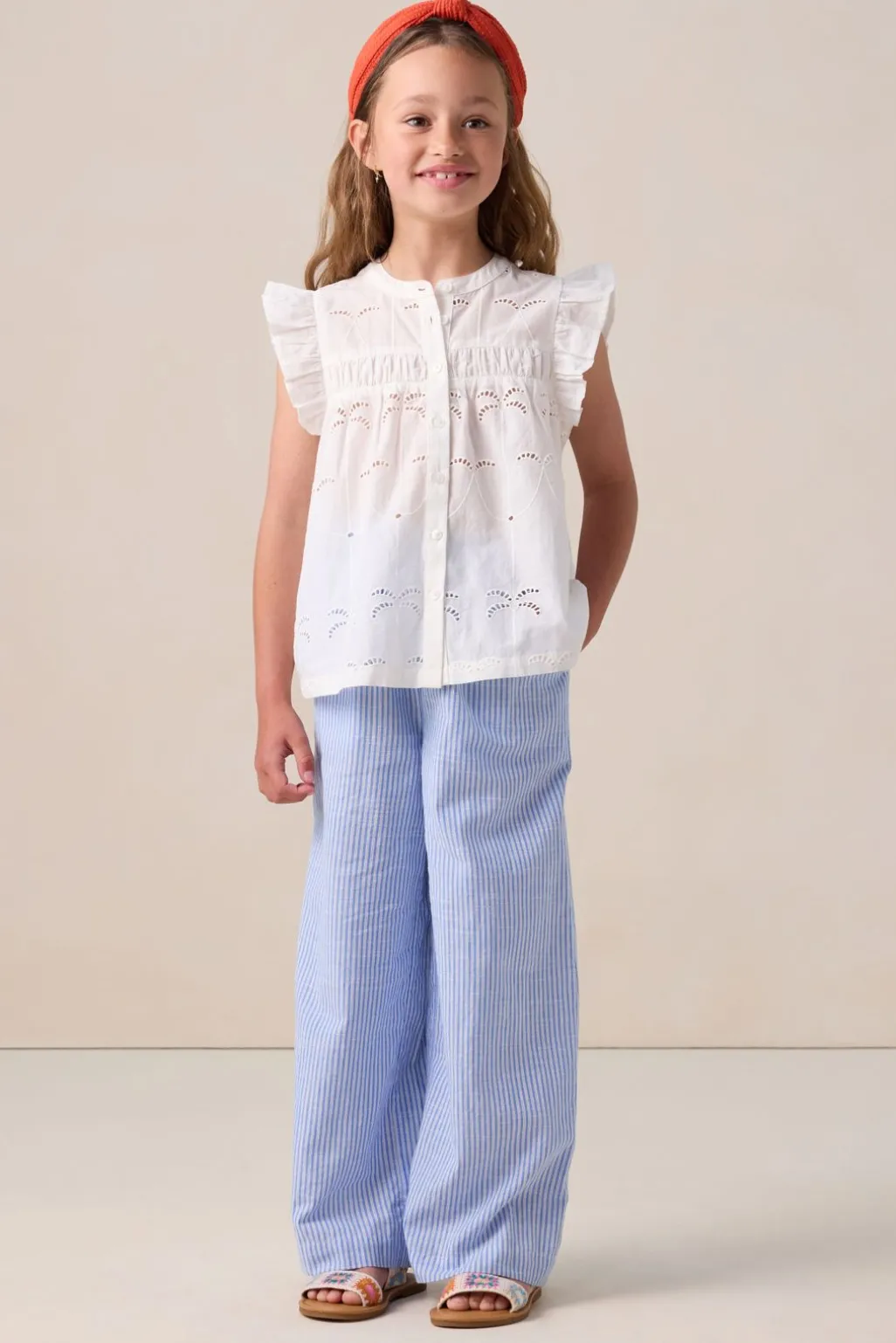 Witte blouse met palmboom print